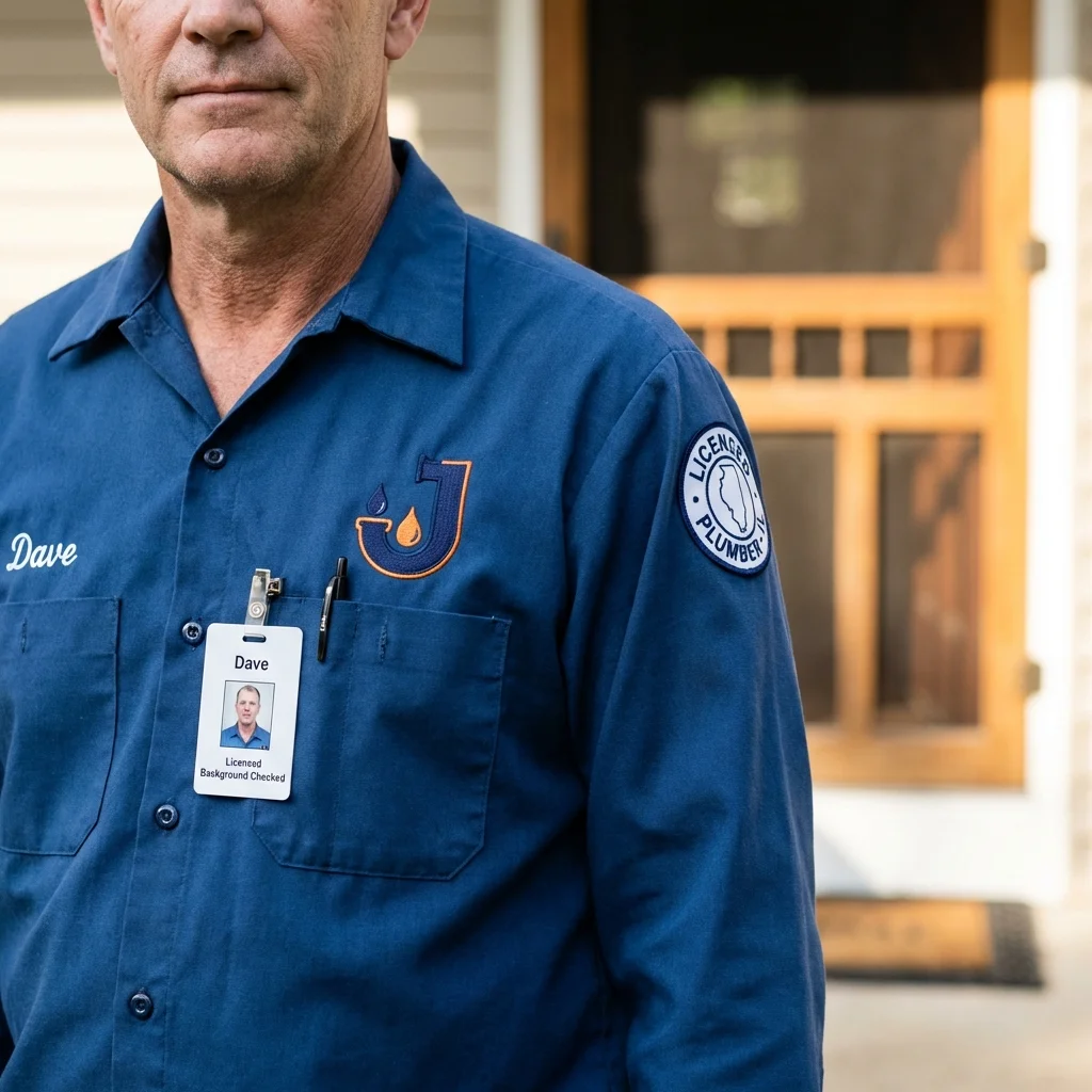Licensed plumber showing ID badge in Shepherdstown, WV