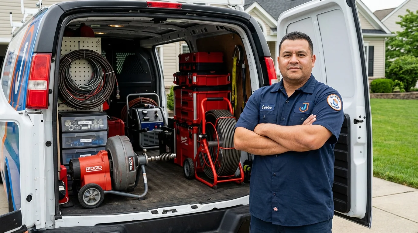 Professional drain cleaning equipment and Johns Plumbing LLC plumber in Shepherdstown