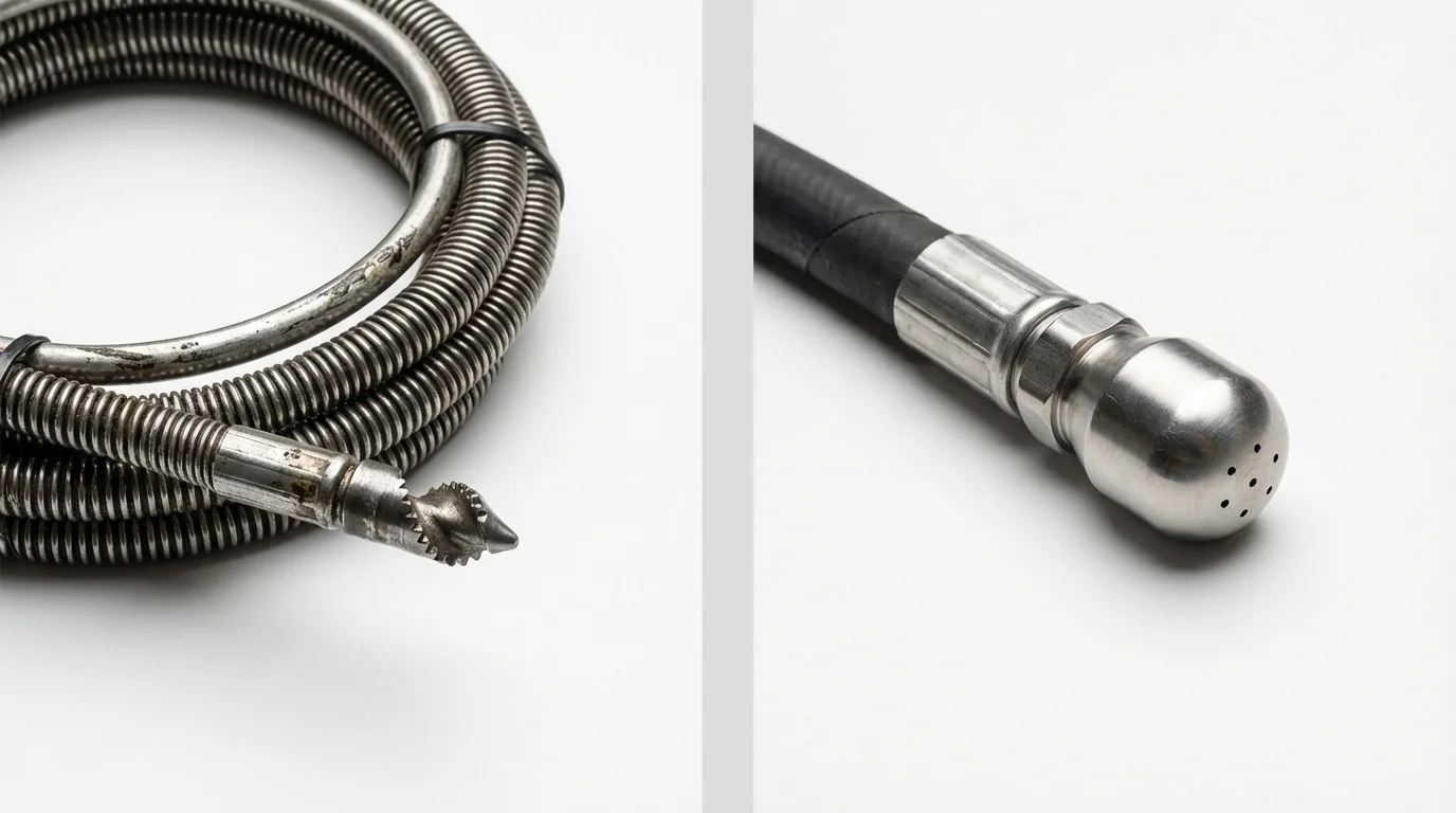Drain snake cable and hydro jetting nozzle used for drain cleaning in Shepherdstown, WV