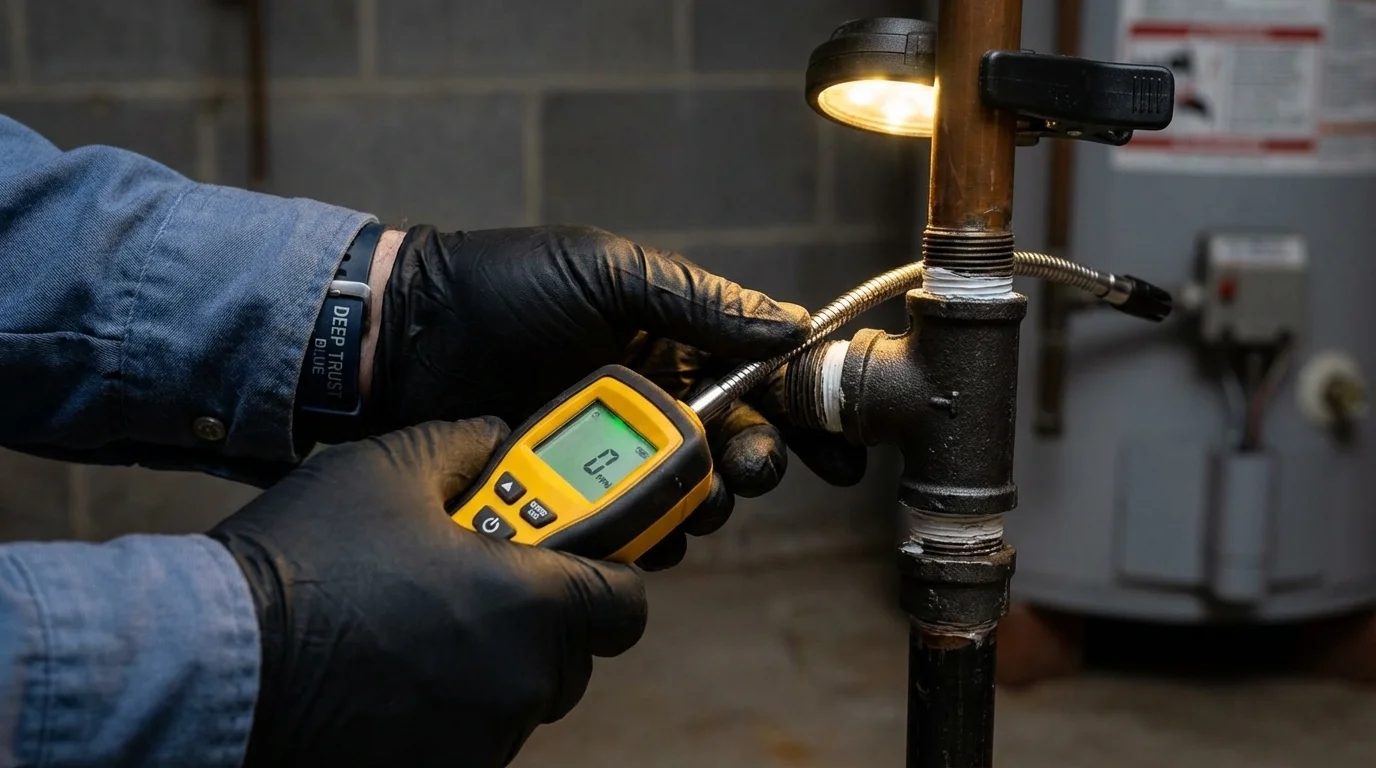 Gas leak detection with electronic sniffer by Johns Plumbing LLC in Shepherdstown
